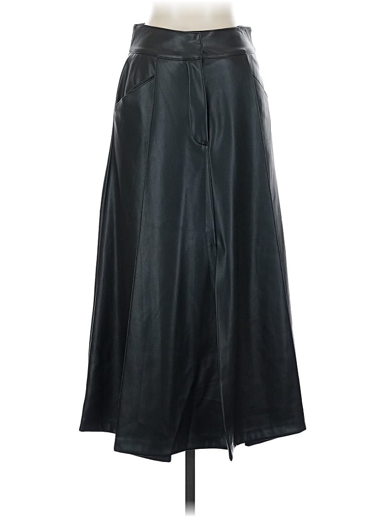 Pre-owned Zara Faux Leather Skirt In Black