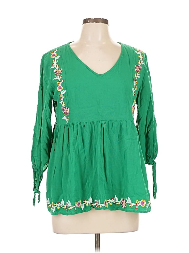 Pre-owned Jodifl 3/4 Sleeve Blouse In Green