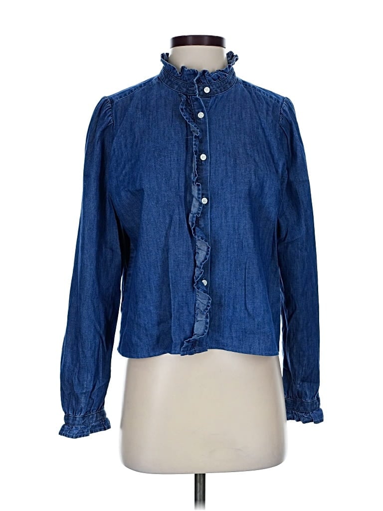 Ann Taylor Loft Long Sleeve Blouse In Blue