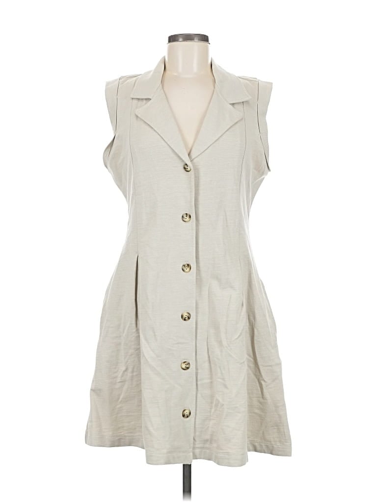 Pre-owned Grey State Casual Dress In White
