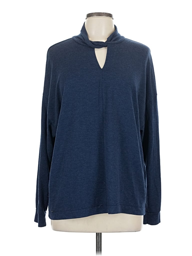 Pre-owned Time And Tru Long Sleeve Polo Shirt In Blue