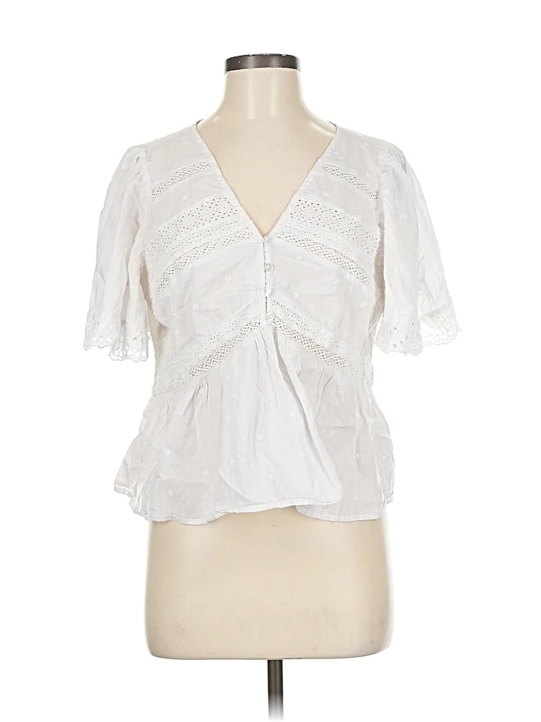Pre-owned Gap Short Sleeve Blouse In White