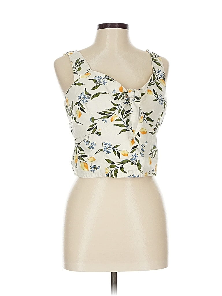 Pre-owned Midnight Sky Sleeveless Top Yellow Strapless Neckline Tops