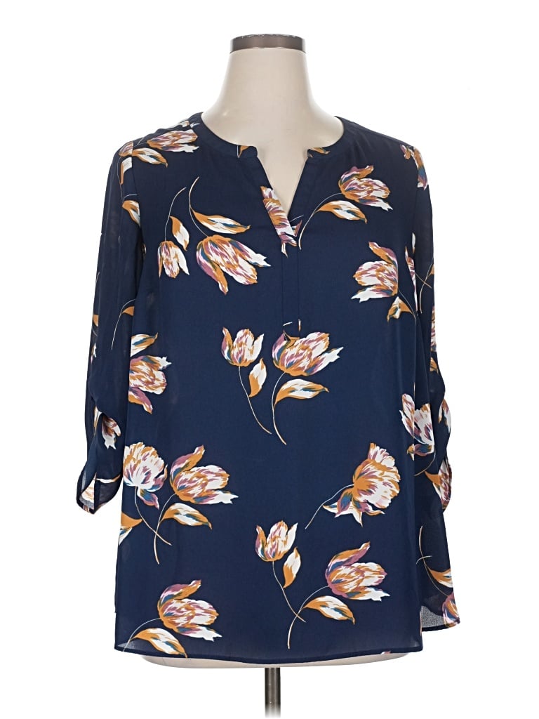 DANIEL RAINN Pre-owned 3/4 Sleeve Blouse In Blue