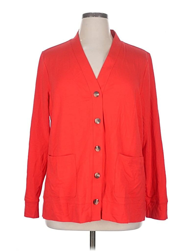 Pre-owned Isaac Mizrahi Live Cardigan Sweater In Red