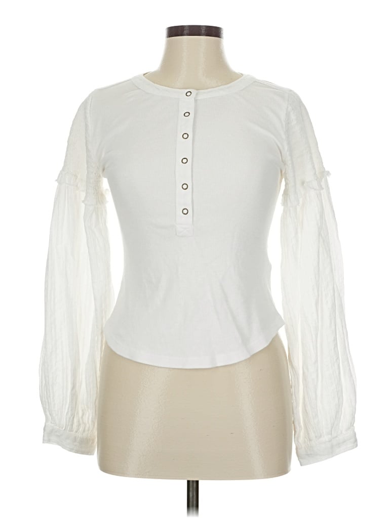 Pre-owned Pilcro Long Sleeve Blouse In White