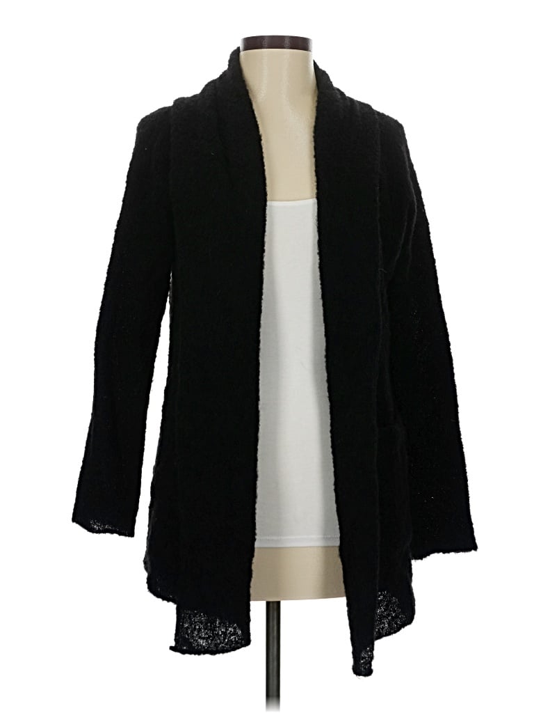 Pre-owned Peruvian Connection Wool Cardigan Sweater In Black