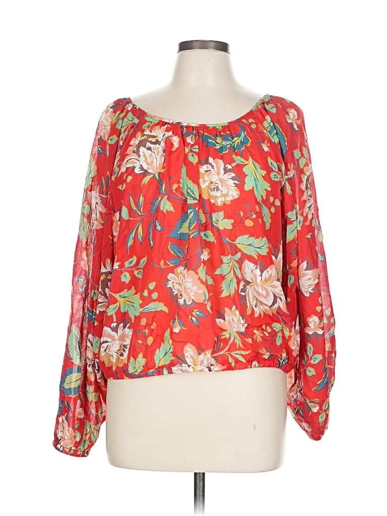 Pre-owned Maeve By Anthropologie 3/4 Sleeve Blouse In Red