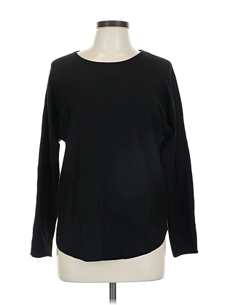 Pre-owned Cynthia Rowley Tjx Long Sleeve Top Black Boatneck Tops