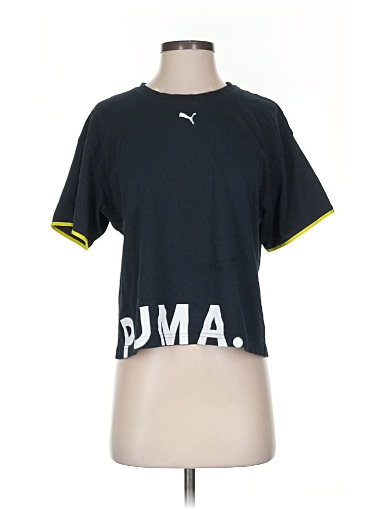 Pre-owned Puma Short Sleeve Top Black Crew Neck Tops