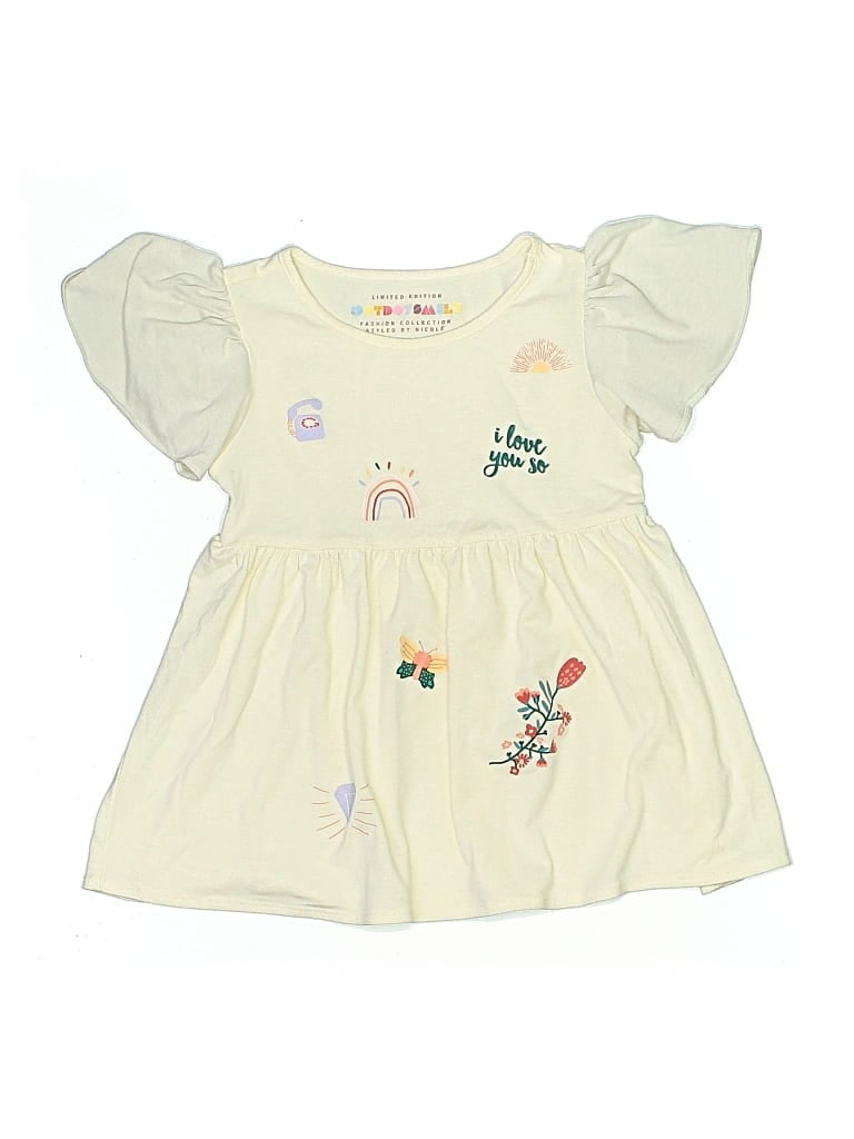 Pre-owned Dot Dot Smile Kids' Short Sleeve Top Yellow Ruffles Neckline Tops