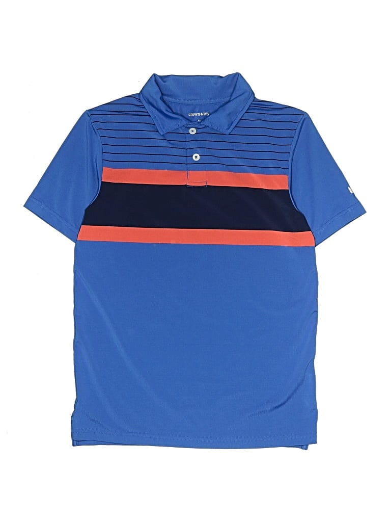Pre-owned Crown & Ivy Kids' Short Sleeve Polo Shirt In Blue