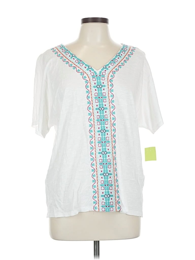 Pre-owned Chico's Short Sleeve T-shirt In White