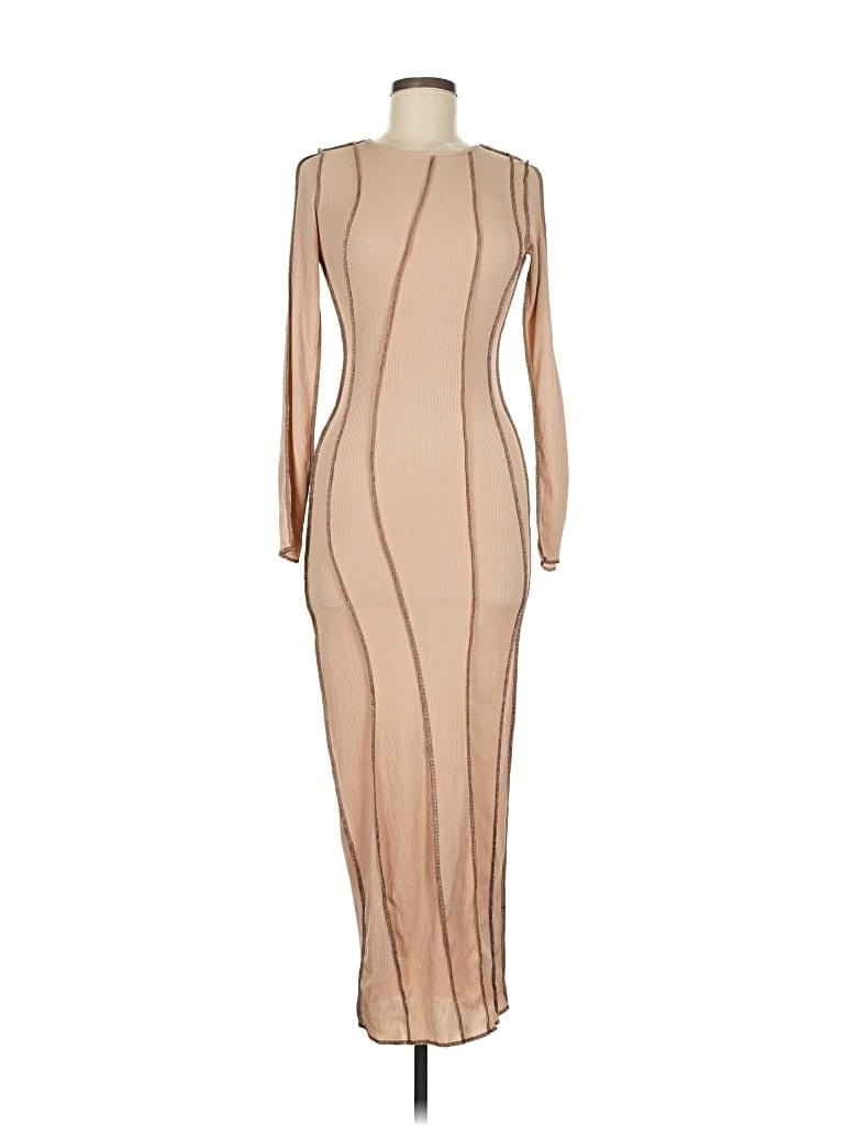 Pre-owned Prettylittlething Cocktail Dress In Brown