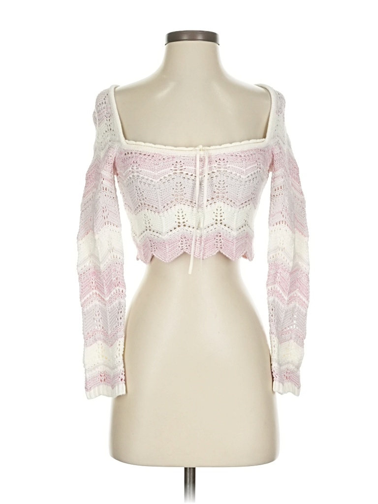 Pre-owned Urban Outfitters Long Sleeve Top Pink Sweetheart Neckline Tops