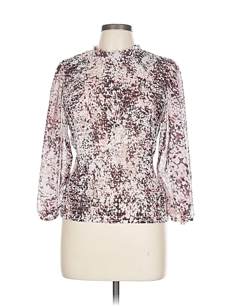 Pre-owned Express Outlet Long Sleeve Blouse In Silver