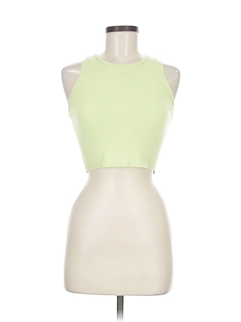 Pre-owned Zara Tank Top Green Halter Neckline Tops