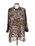 Investments 100% Polyester Animal Print Brown 3/4 Sleeve Blouse Size L - photo 1