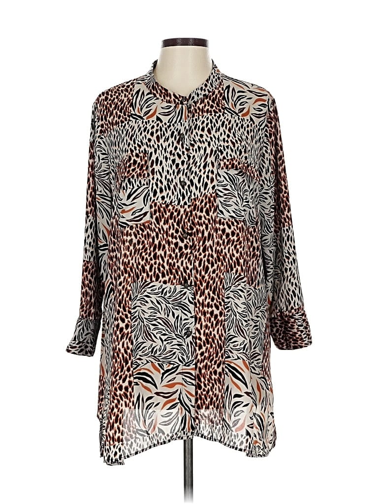 Pre-owned Investments 3/4 Sleeve Blouse In Brown