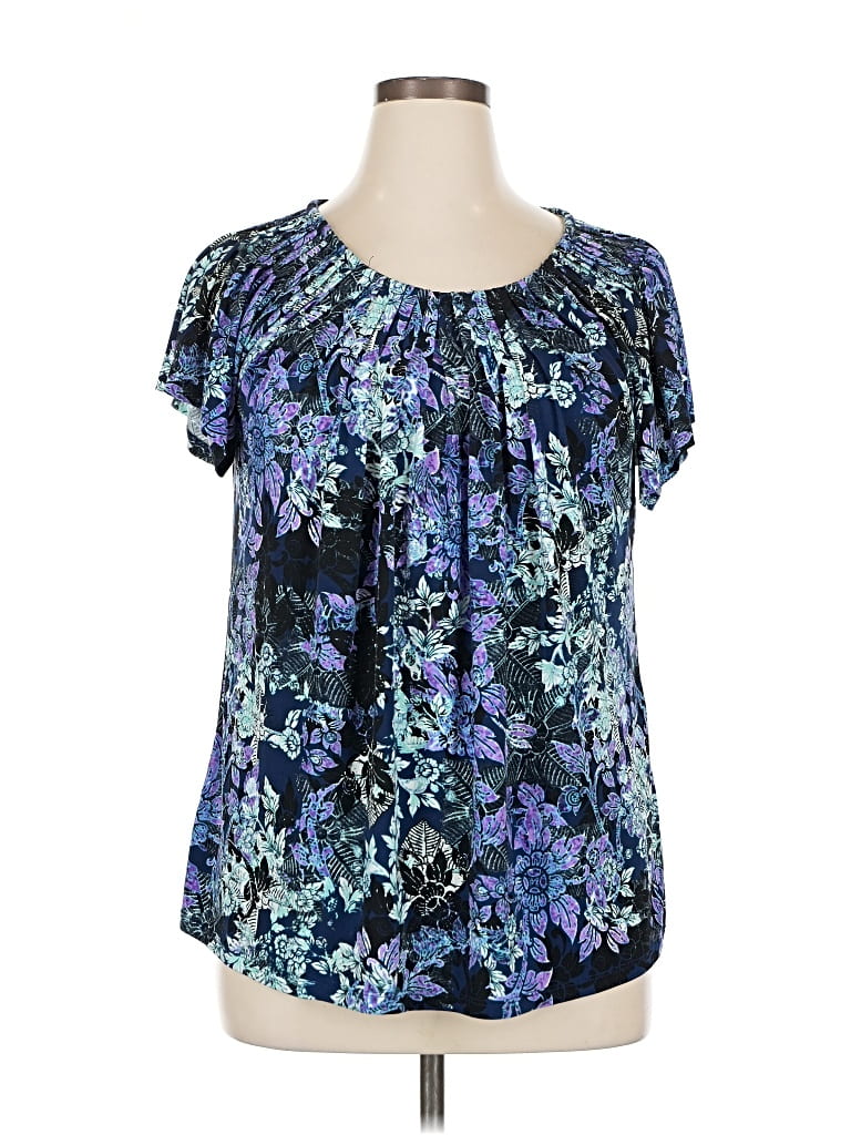 Pre-owned Style & Co Short Sleeve Blouse In Blue