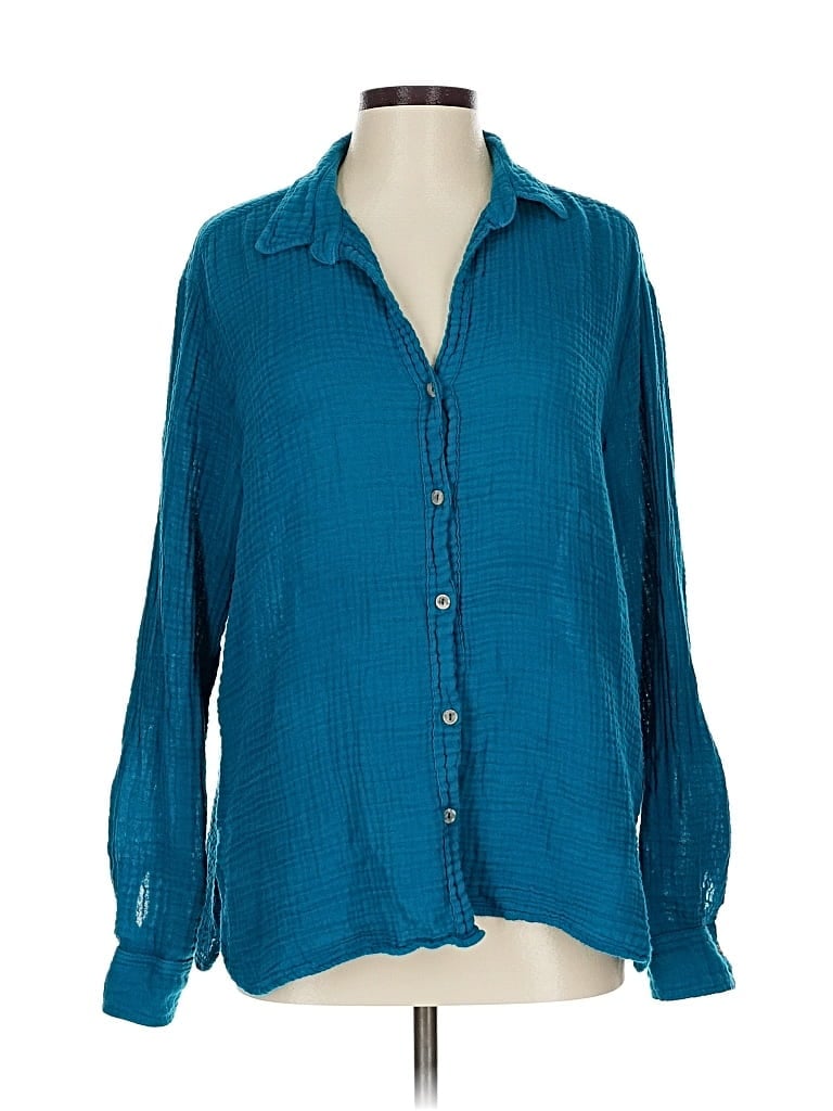 Pre-owned Michael Stars Long Sleeve Blouse In Blue