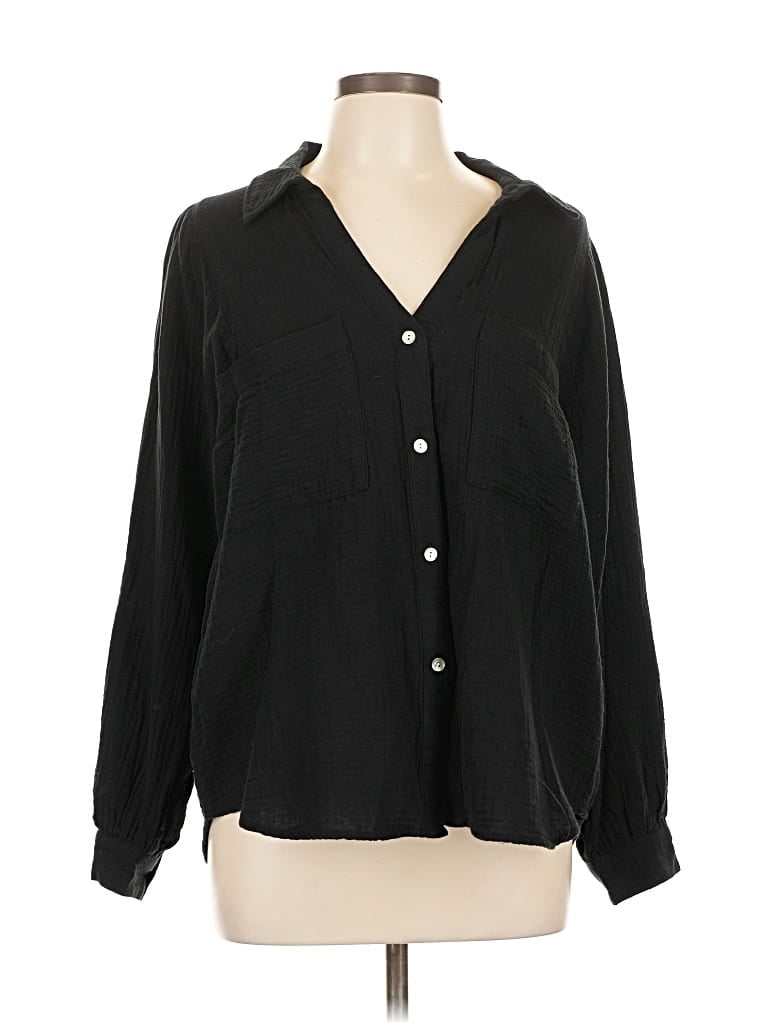 Pre-owned Rails Long Sleeve Blouse In Black