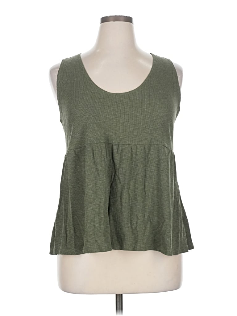 Pre-owned Terra & Sky Sleeveless Top Green Scoop Neck Tops