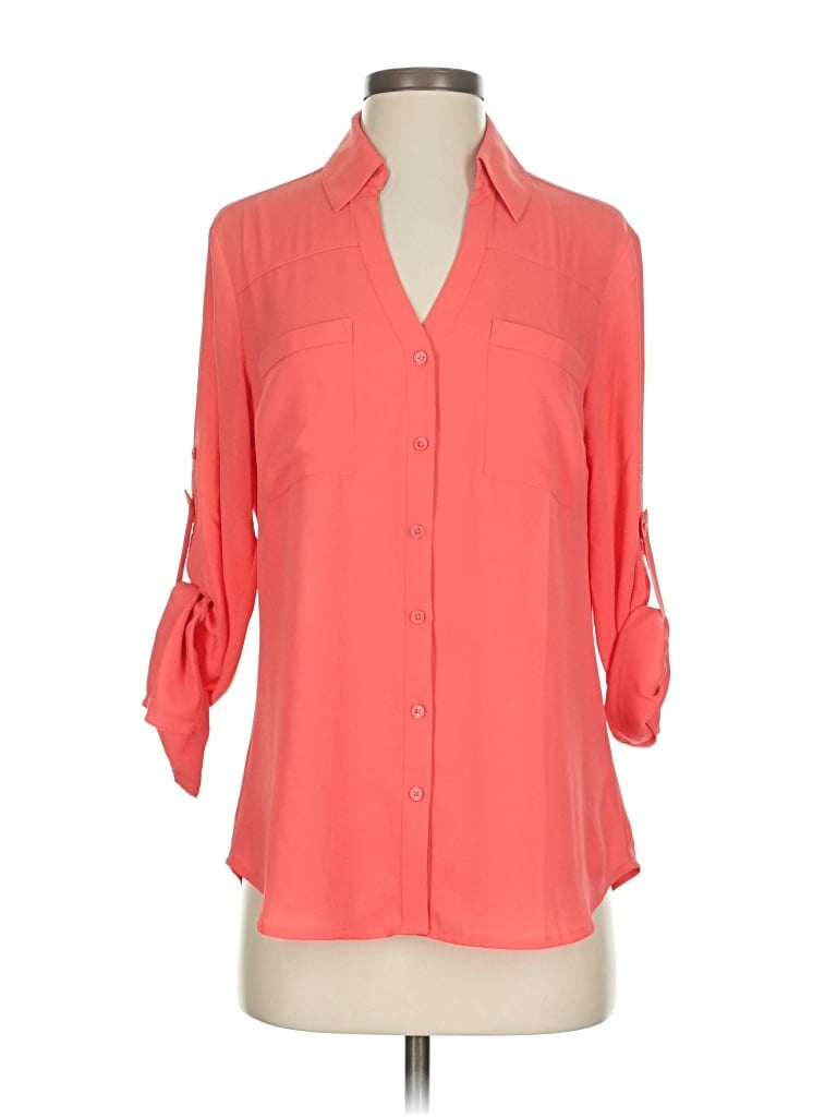 Pre-owned Express 3/4 Sleeve Blouse In Orange