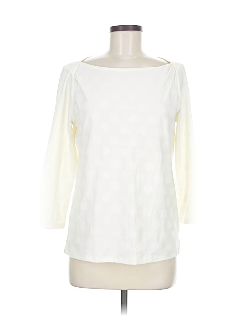 Pre-owned Talbots Outlet 3/4 Sleeve Top Ivory Boatneck Tops In White