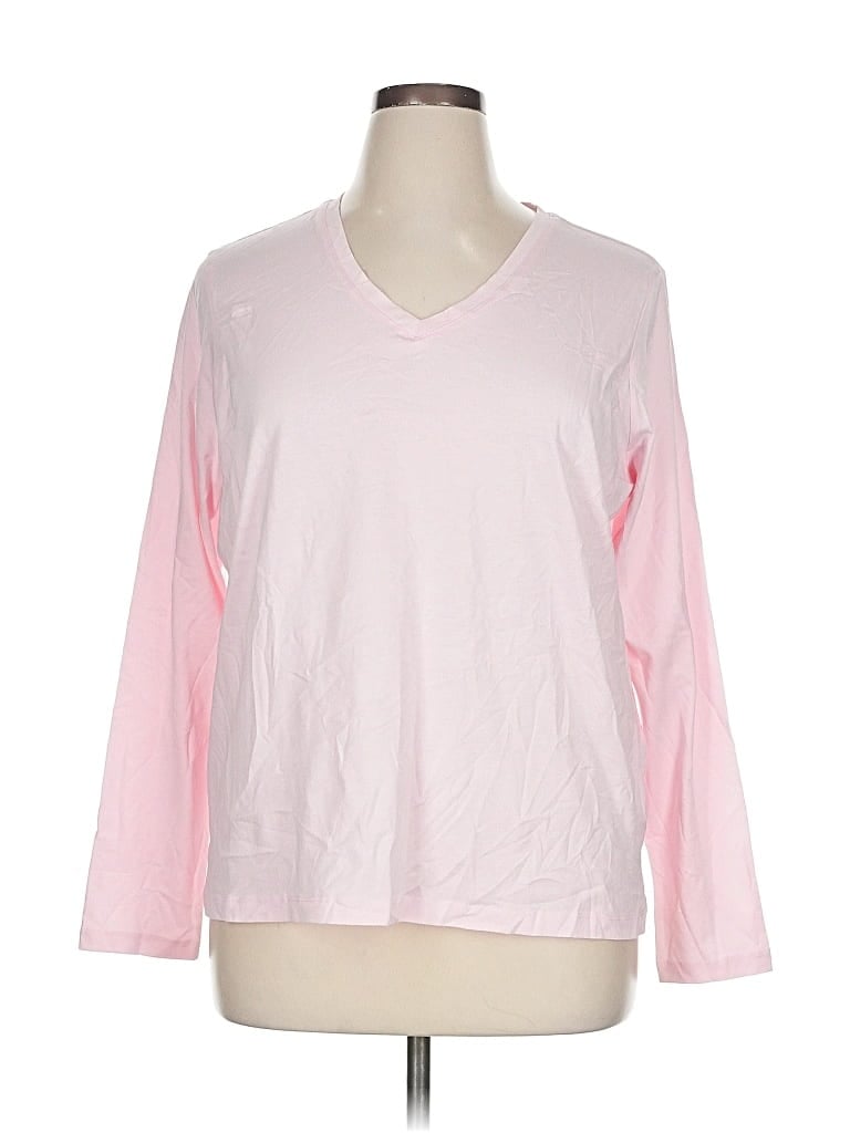Pre-owned Lands' End Long Sleeve T-shirt In Pink