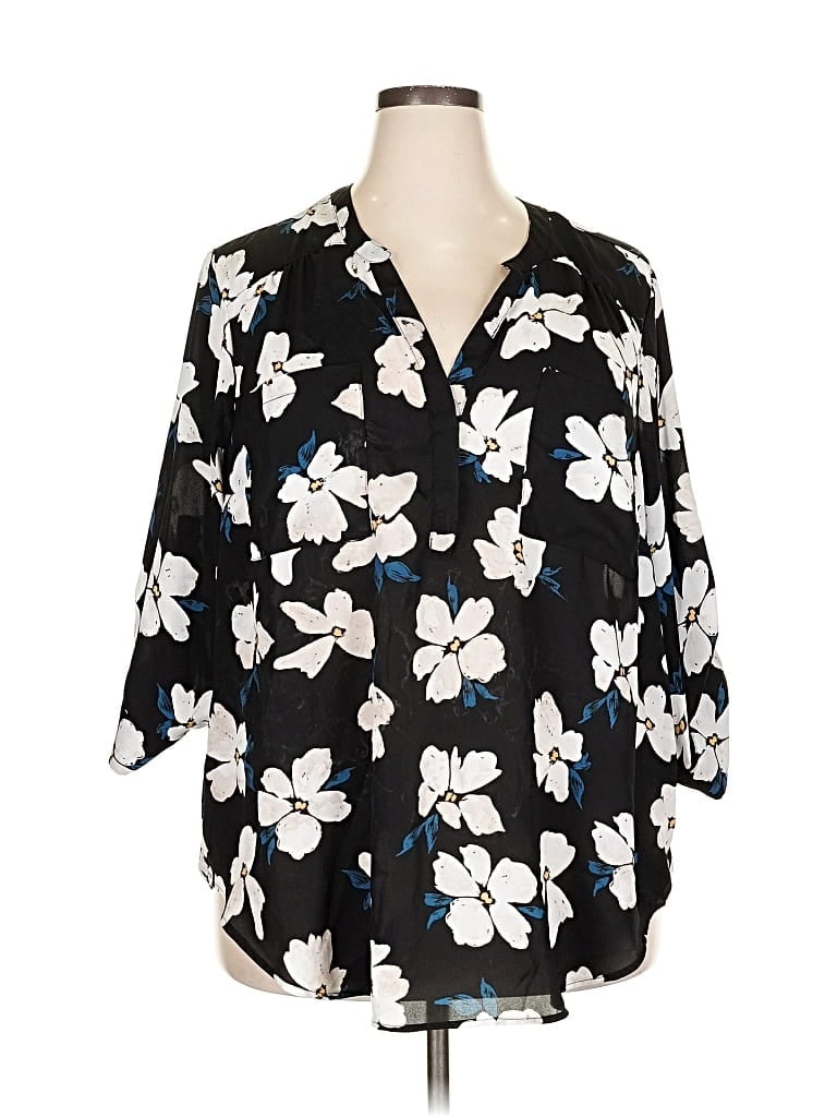 Pre-owned Torrid 3/4 Sleeve Blouse In Black