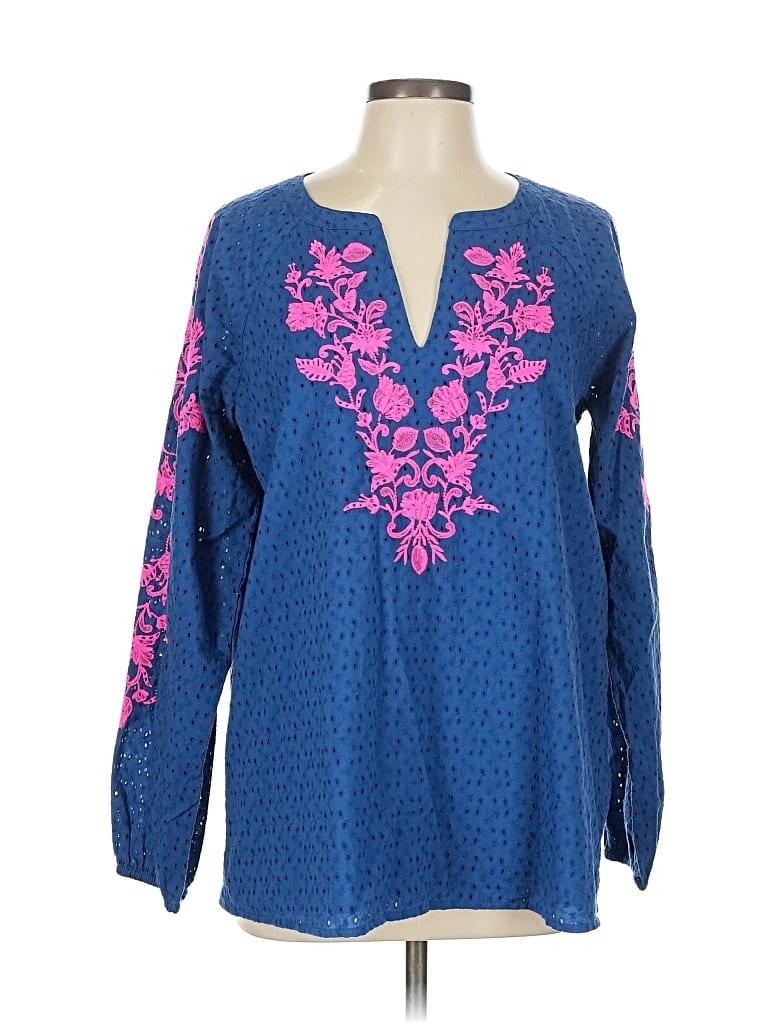 Pre-owned Lilly Pulitzer Long Sleeve Blouse In Blue