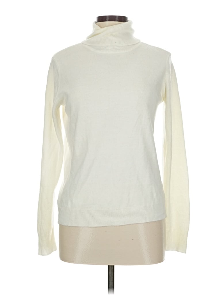 Pre-owned Carolyn Taylor Turtleneck Sweater In White