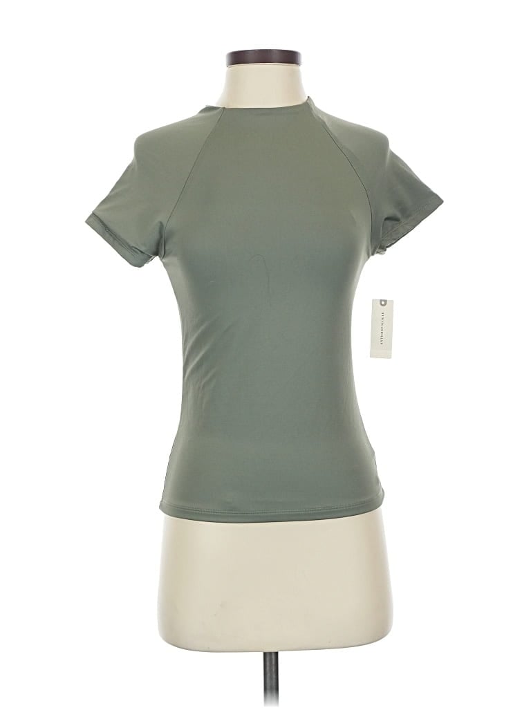 Anthropologie Short Sleeve Turtleneck In Green