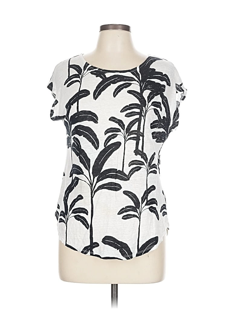 Pre-owned Tahari Short Sleeve Blouse In White