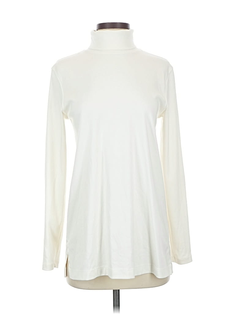 Pre-owned Lands' End Long Sleeve Turtleneck In White