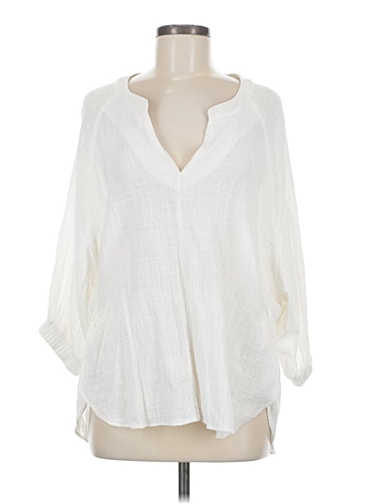 Pre-owned Before You 3/4 Sleeve Blouse In White
