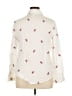 Shein 100% Cotton Print Ivory Long Sleeve Blouse Size L - photo 2
