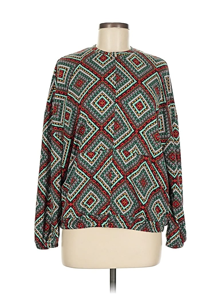 Pre-owned Lularoe Long Sleeve Blouse In Green