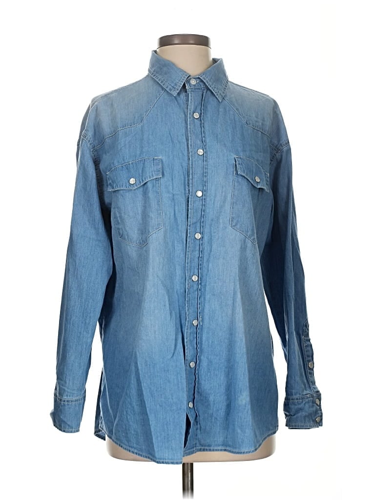 Pre-owned Able Long Sleeve Button Down Shirt In Blue