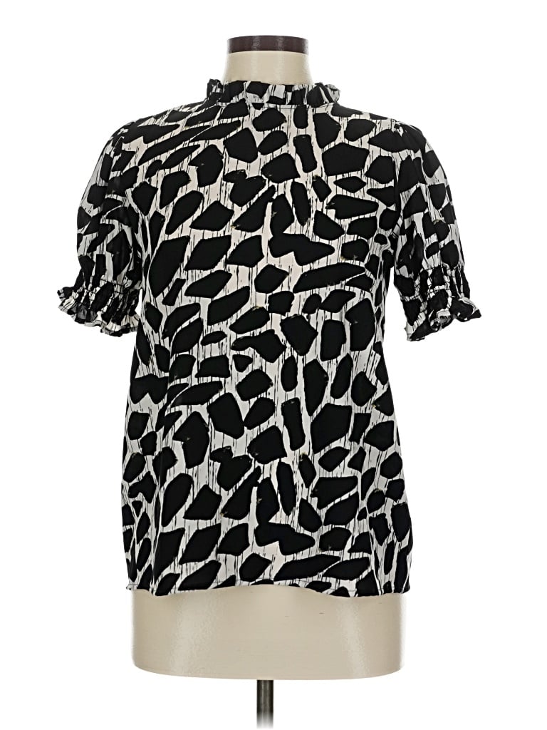 Pre-owned Les Amis Short Sleeve Blouse In Black