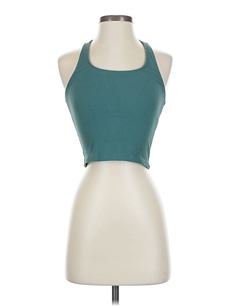 Pre-owned Abercrombie & Fitch Tank Top Teal Halter Neckline Tops In Blue
