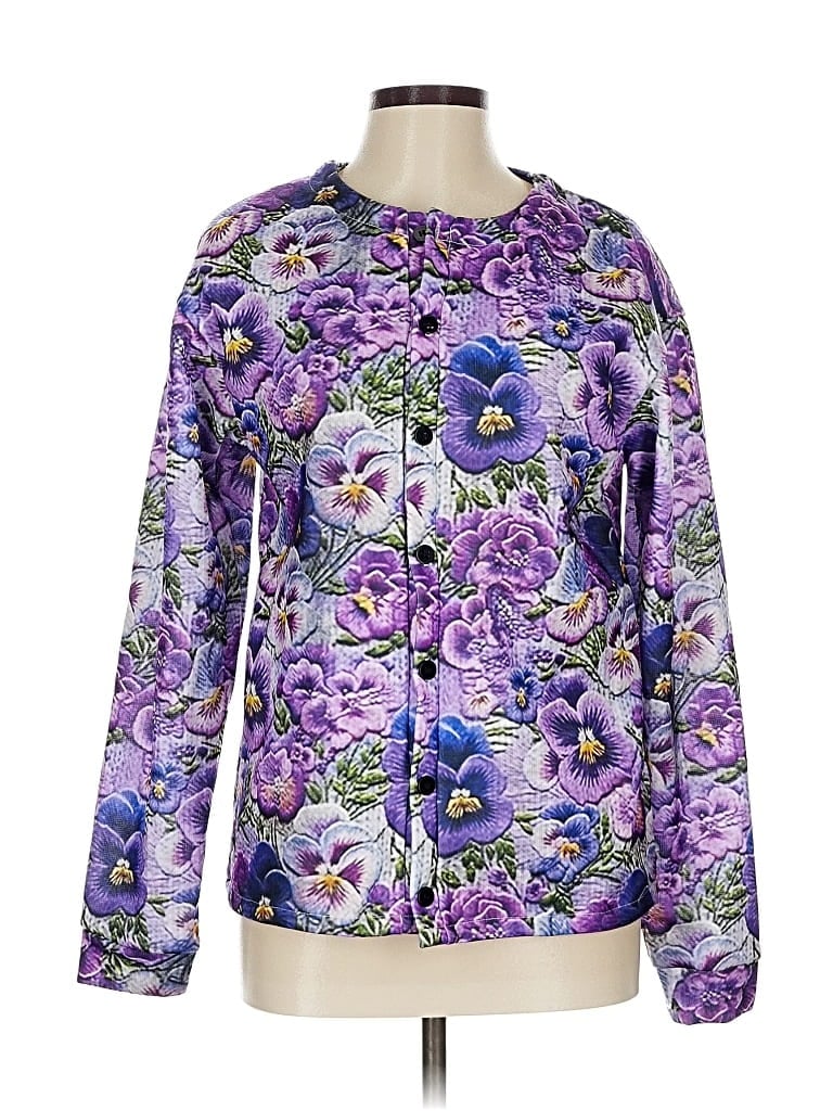 Pre-owned Unbranded Cardigan Sweater In Purple