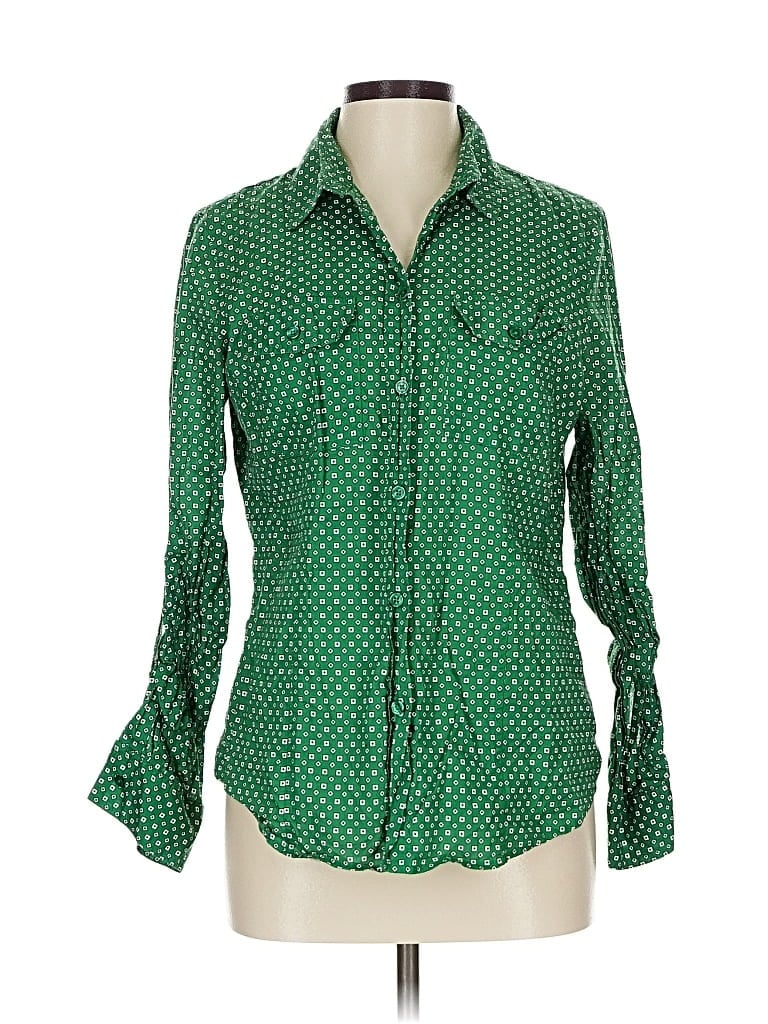 Pre-owned Michael Michael Kors 3/4 Sleeve Button Down Shirt In Green