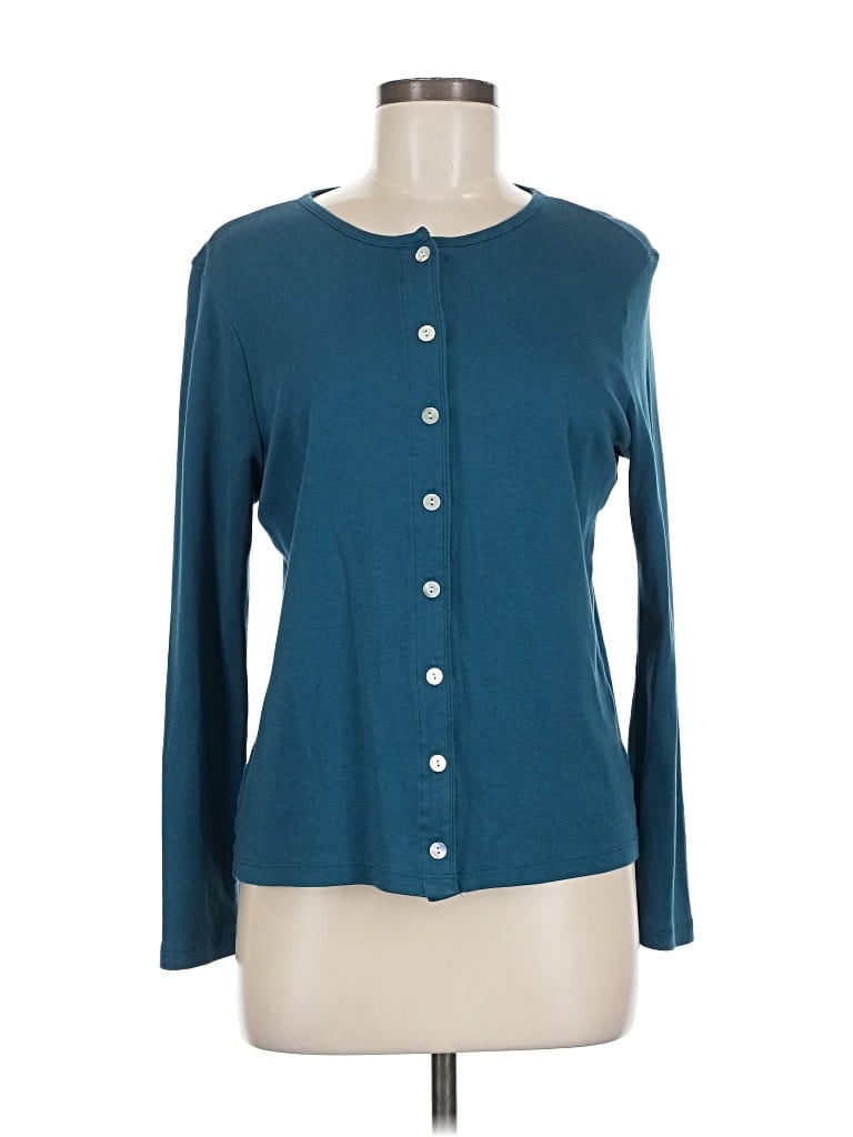 Pre-owned L.l.bean Long Sleeve Top Teal Sweetheart Neckline Tops In Blue