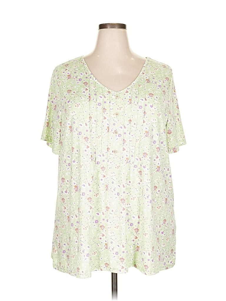 Pre-owned Bloomchic Short Sleeve Blouse In Green