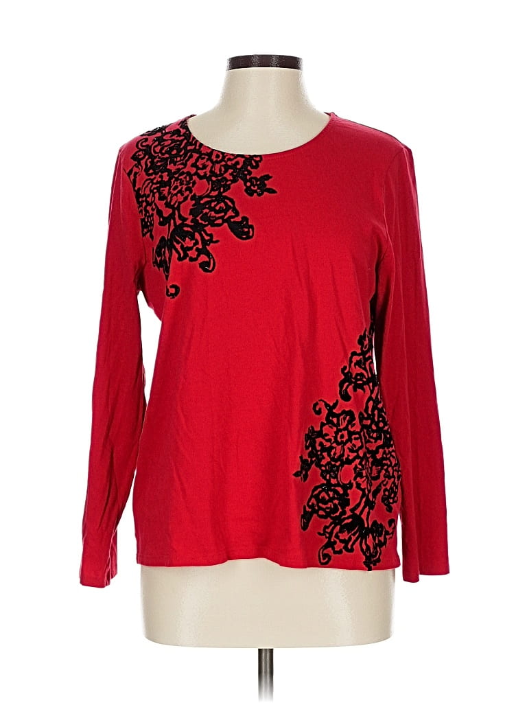 Pre-owned Chico's Long Sleeve T-shirt In Red