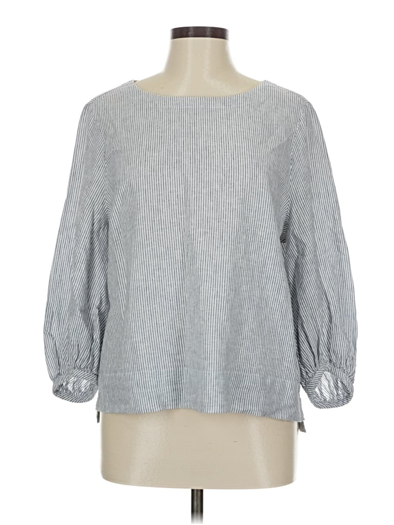 Pre-owned Caslon 3/4 Sleeve Blouse In Gray
