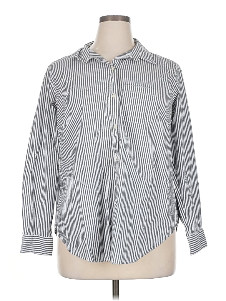 Pre-owned Old Navy Long Sleeve Button Down Shirt In Silver