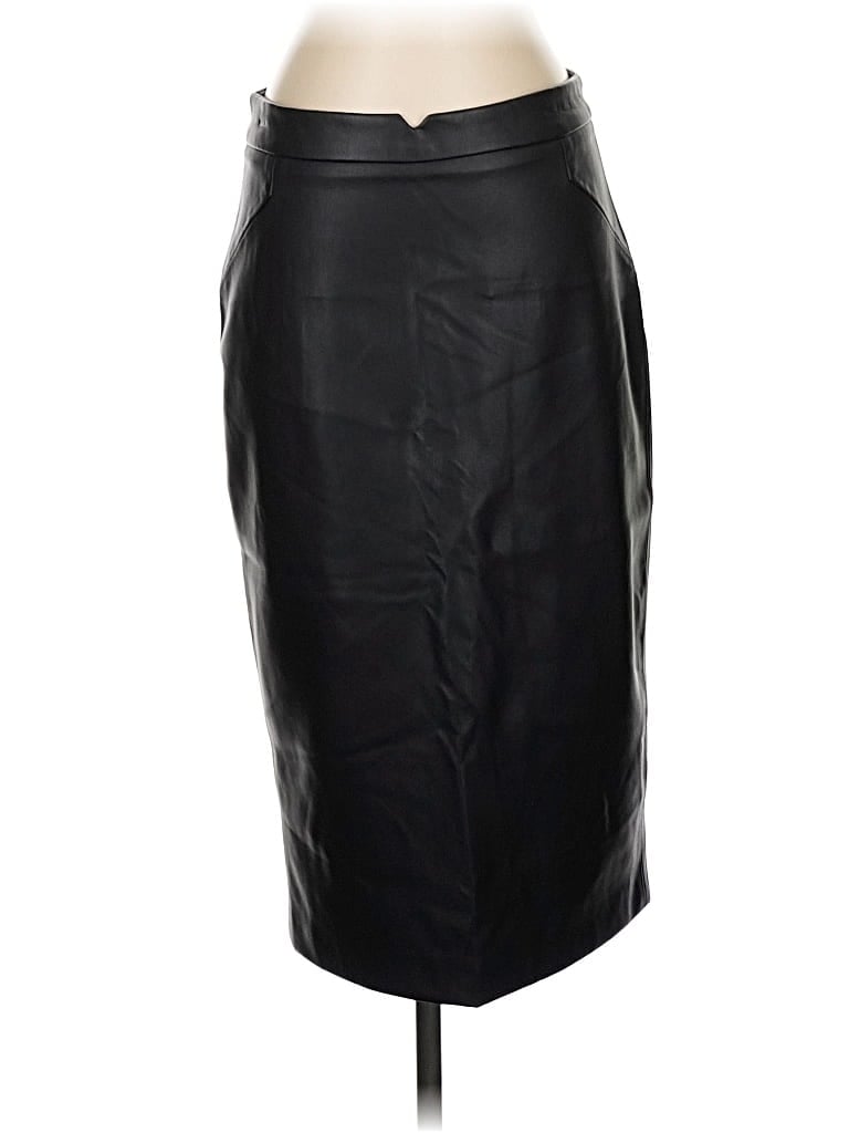 Pre-owned Context Faux Leather Skirt In Black